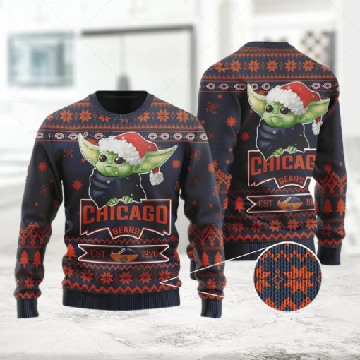 Chicago Bears Cute Baby Yoda Grogu Ugly Christmas Sweater  Ugly Sweater  Christmas Sweaters  Hoodie  Sweatshirt  Sweater
