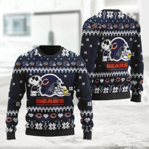 Chicago Bears Cute The Snoopy Show Football Helmet 3D All Over Print Ugly Christmas Sweater  Christmas Sweaters  Hoodie  Sweatshirt  Sweater