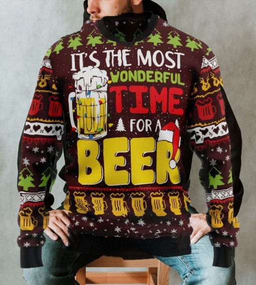 Christmas Wonderful Time For A Beer Ugly Christmas Sweater, Xmas Sweatshirt