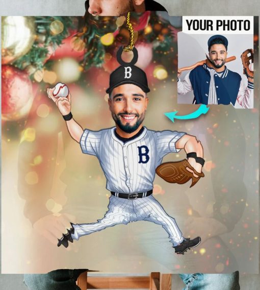 Custom Face Baseball Pitcher Ornament