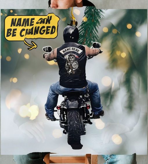 Custom Name Biker Ornament