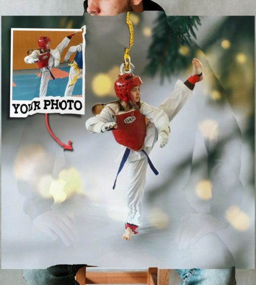 Custom Photo Ornament Gift For Karate Player   Personalized Your Photo Ornament