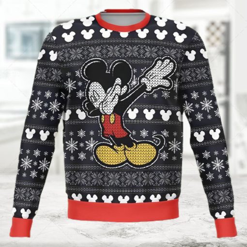 Dabbing Mickey Mouse Thanksgiving Ugly Sweater Merry Christmas