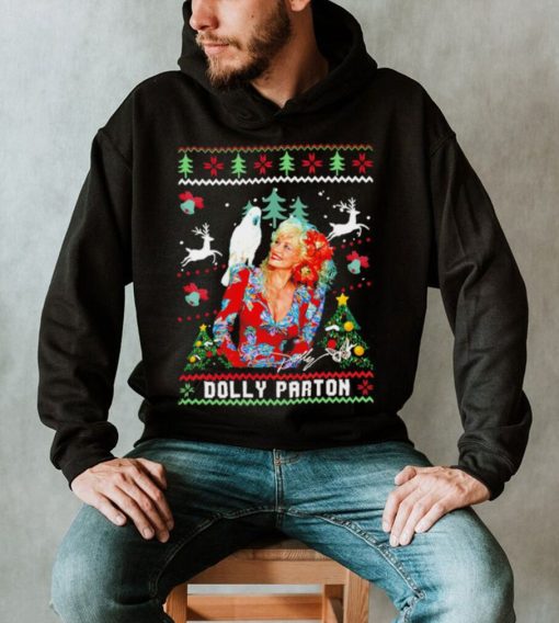 Dolly Parton signature Christmas holiday ugly Xmas shirt