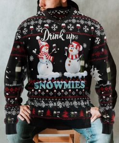 Drink up Wine Snowmies Ugly Christmas Sweater, Xmas Sweatshirt