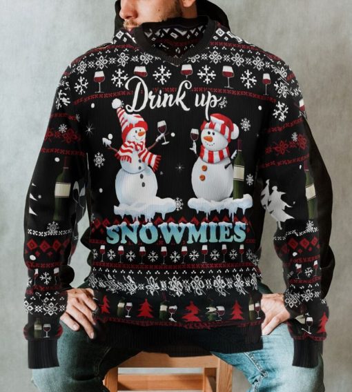 Drink up Wine Snowmies Ugly Christmas Sweater, Xmas Sweatshirt