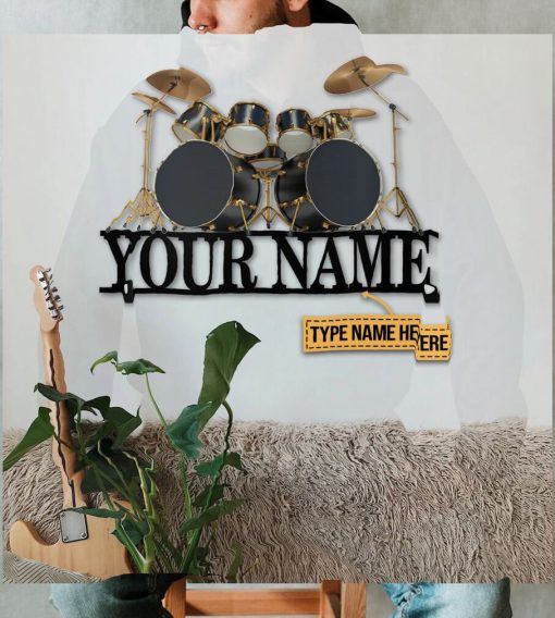 Drum Kit Personalized Shaped Metal Sign