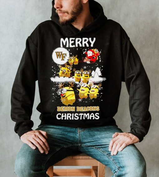 Favorable Wake Forest Demon Deacons Minion Ugly Christmas Santa Claus With Sleigh Shirt