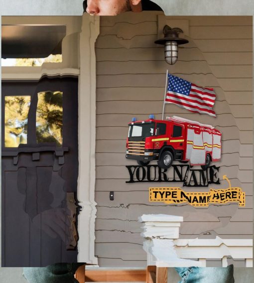 Firefighter Car Custom Name Shaped Metal Sign