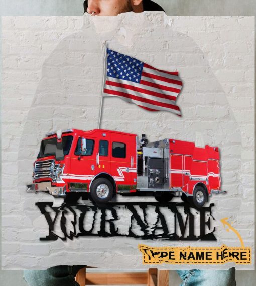 Firefighter Car Personalized Shaped Metal Sign