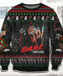 Freddy Krueger Dare To Resitst Drugs And Violence Halloween Ugly Christmas Sweater