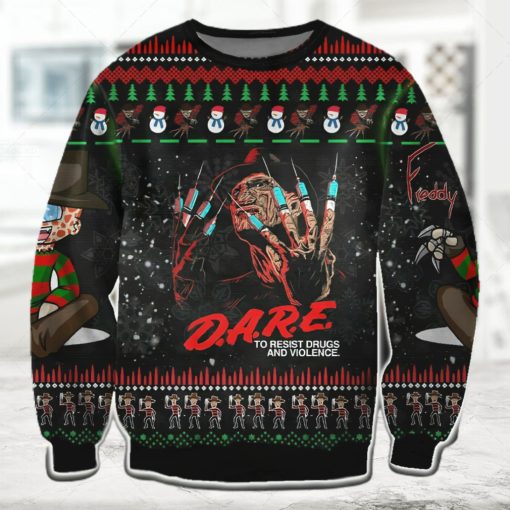 Freddy Krueger Dare To Resitst Drugs And Violence Halloween Ugly Christmas Sweater