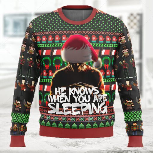 Freddy Krueger He Know When You Sleep Ugly Christmas Sweater