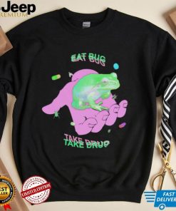 Frog on hand eat bug take drug shirt