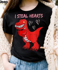 Funny Boys Valentines Day Kids Trex Dino I Steal Hearts T Shirt