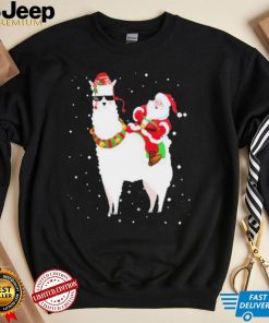 Funny Christmas Santa Claus Riding Llama Xmas Pajama Gifts Shirt