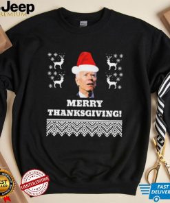 Funny Joe Biden Merry Thanksgiving Santa Ugly Christmas T Shirt