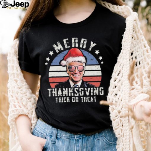 Funny Joe Biden Merry Thanksgiving USA Flag Anti Biden T Shirt