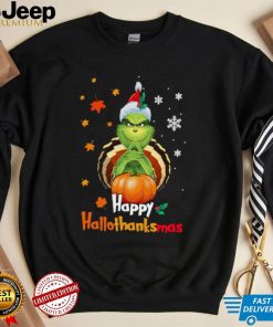 Grinch Halloween Thanksgiving Christmas Happy Hallothanksmas Shirt