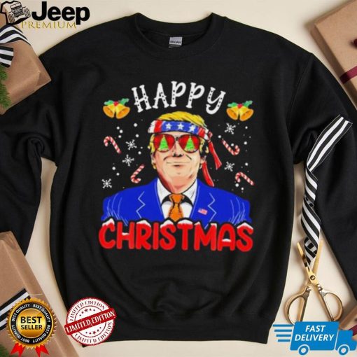 Happy Christmas American Flag Trump Ugly Christmas Shirt