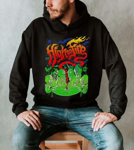 High on fire horror art shirt