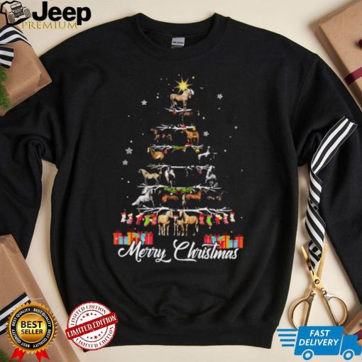 Horses Xmas Tree Merry Christmas Shirt