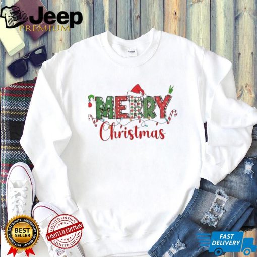 Hristmas ladies merry Christmas Christmas santa light shirt