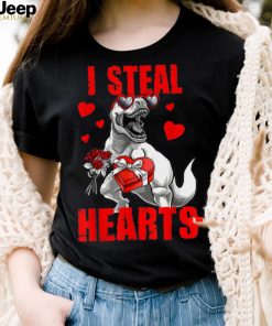 I Steal Hearts Cute Dinosaur Hugging Heart Valentines Day T Shirt 3