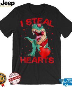 I Steal Hearts Cute Dinosaur Hugging Heart Valentine’s Day T Shirt