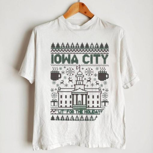 Iowa City lit for the holidays ugly Christmas shirt