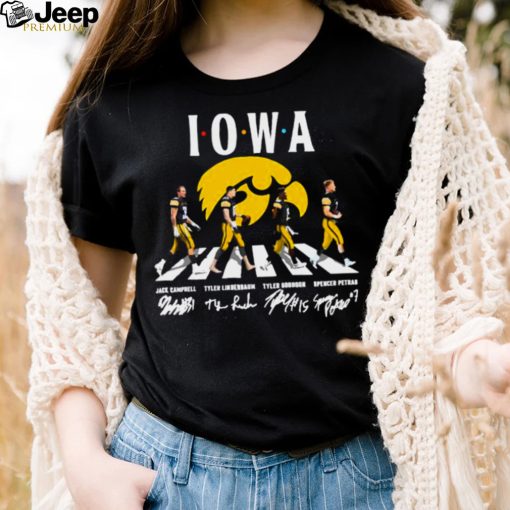 Iowa Hawkeyes Jack Campbell Tyler Linderbaum Abbey Road signatures 2022 shirt