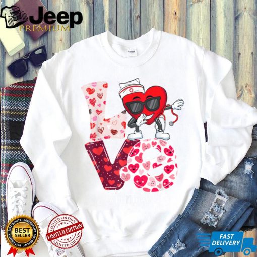 LOVE ER Emergency Nurse Valentine Day Dabbing Heart T Shirt