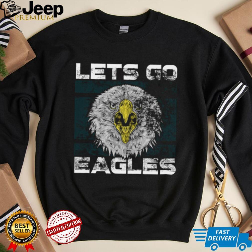 Lets Go Eagles Washed And Worn Look Philadelphia Eagles T Shirt - Limotees