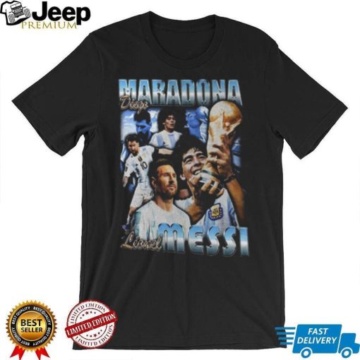 Lionel Messi Diego Maradona Argentina Legends WC 2022 Vintage Shirt