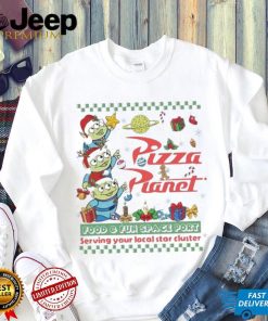 Little Green Aliens Pizza Pianel Food And Fun Space Port Serving Your Local Star Cluster Christmas shirt