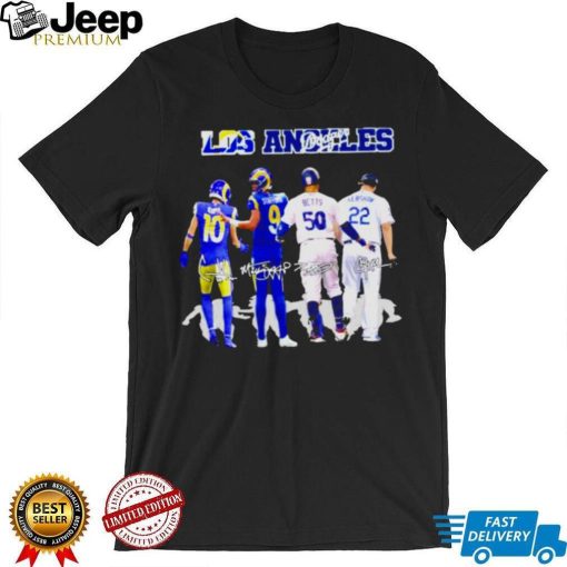 Los angles rams and los angeles Dodgers kupp stafford betts and kershaw signatures T shirt