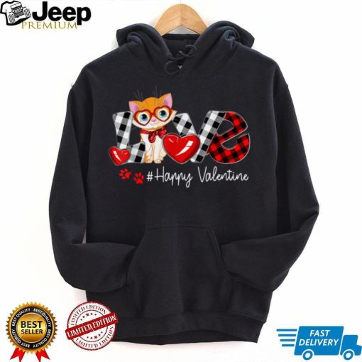 Love Cat Buffalo Plaid Valentines Day T Shirt