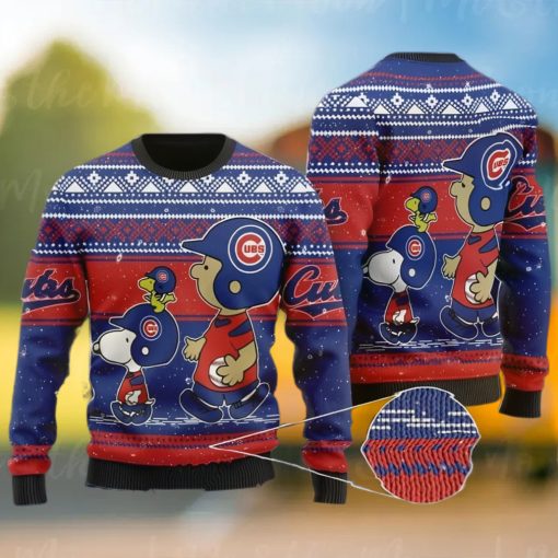 MLB Chicago Cubs Snoopy And Charlie Brown Ugly Christmas Sweater