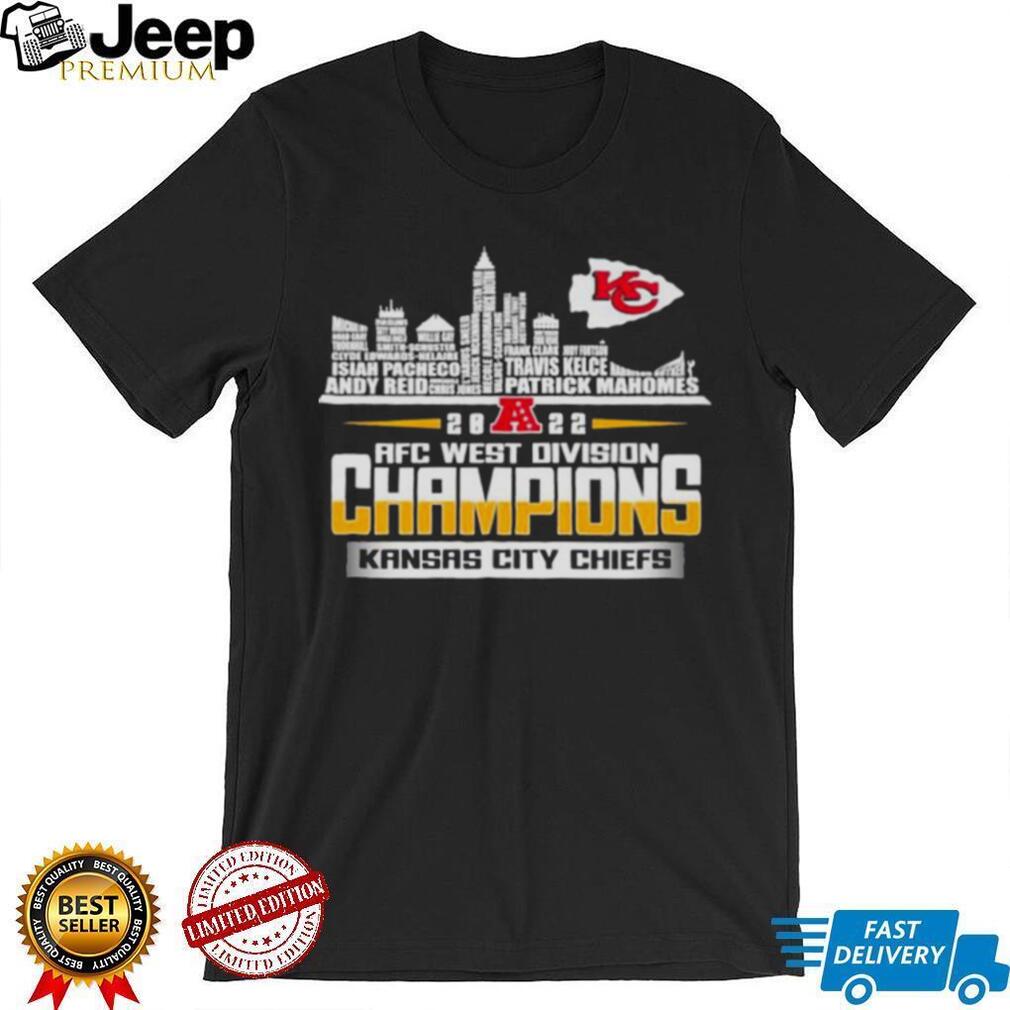 Kansas City Chiefs 2022 AFC west division Champions players name skyline shirt