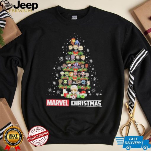 Marvel Studios Chibi Character Xmas Tree Merry Christmas Marvel Shirt