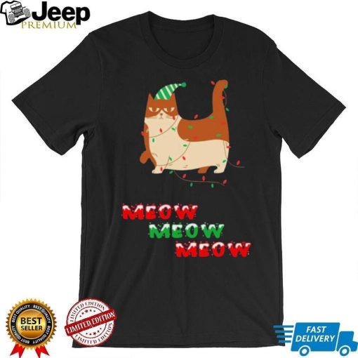 Meow Meow Meow Cat And Christmas Tree Shirt