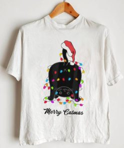 Merry Catmas Naughty Cat With Hat Design Shirt