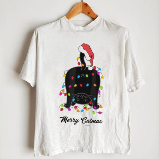 Merry Catmas Naughty Cat With Hat Design Shirt