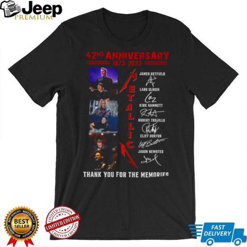 Metallica 42ND Anniversary 1973 2023 thank You for the memories signatures shirt