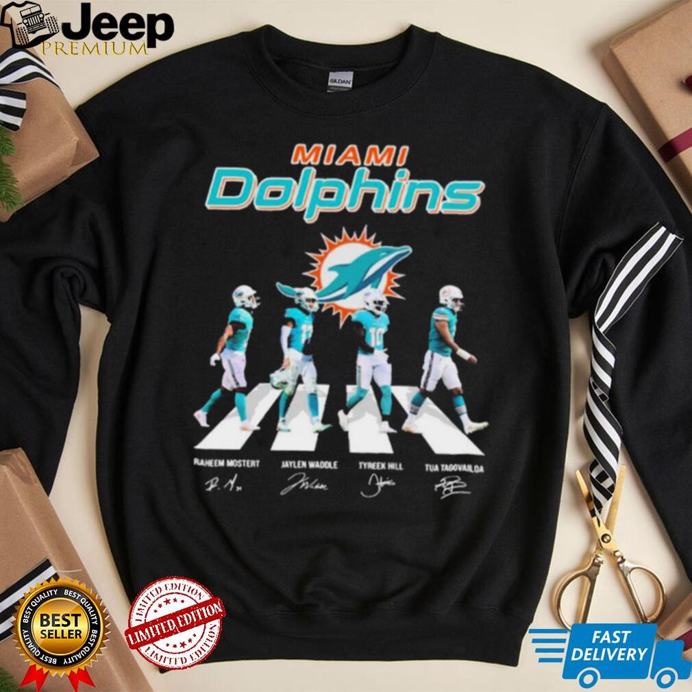 Miami Dolphins Raheem Mostert Jaylen Waddle Tyreek Hill And Tua Tagovailoa  Abbey Road Signatures Shirt - Limotees