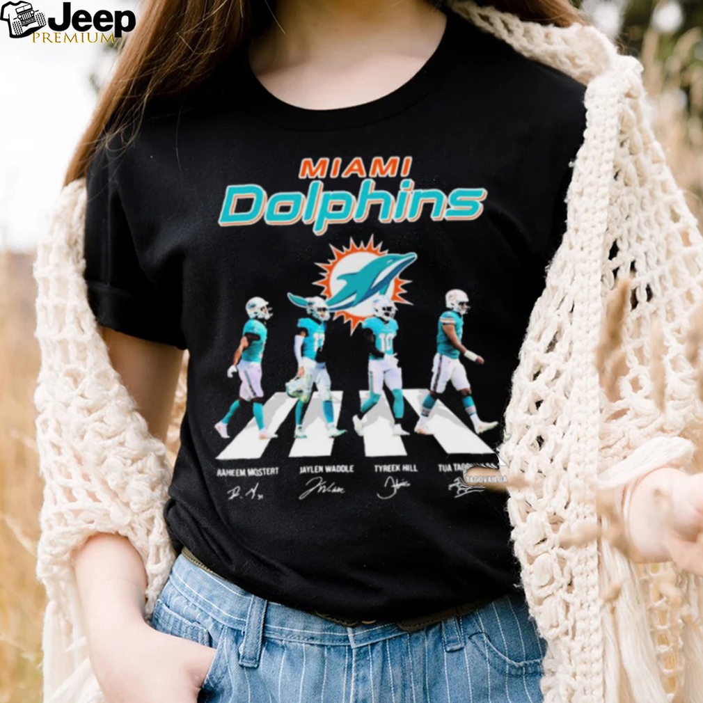 Miami Dolphins Raheem Mostert Jaylen Waddle Tyreek Hill And Tua Tagovailoa  Abbey Road Signatures Shirt - Limotees