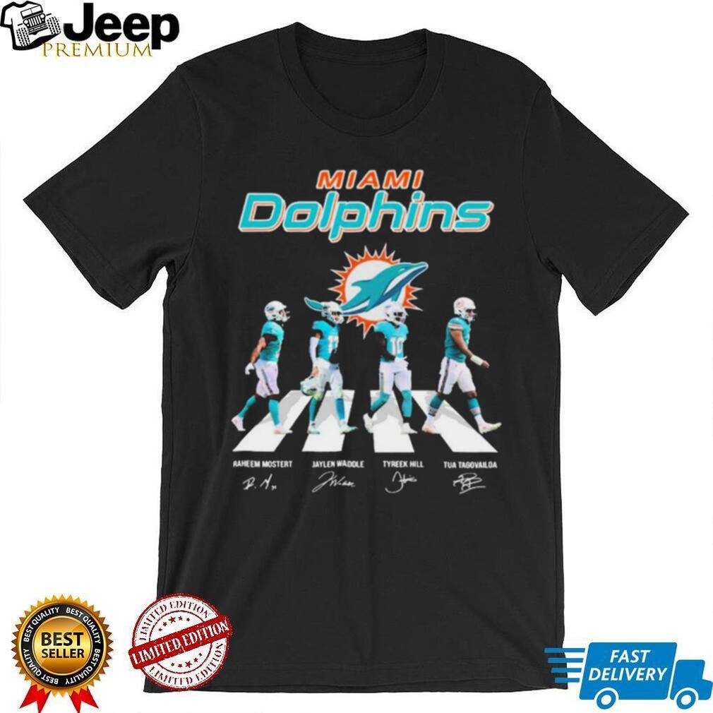 Miami Dolphins Raheem Mostert Jaylen Waddle Tyreek Hill And Tua Tagovailoa  Abbey Road Signatures Shirt - Limotees