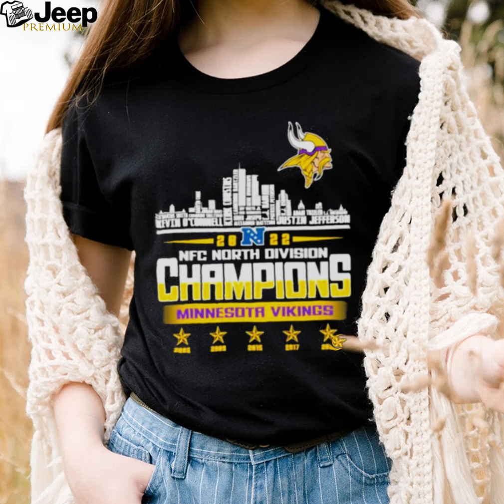 Minnesota Vikings Player Names Skyline NFC North Division Champions 2022  shirt, hoodie, sweater, long sleeve and tank top