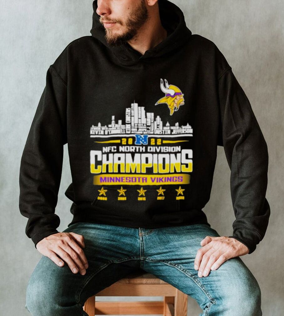 Minnesota Vikings Player Names Skyline NFC North Division Champions 2022  shirt, hoodie, sweater, long sleeve and tank top