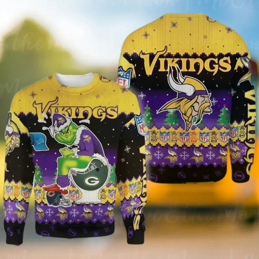 NFL Vikings Minnesota Funny Grrinch Knitting Pattern Christmas Ugly Sweater